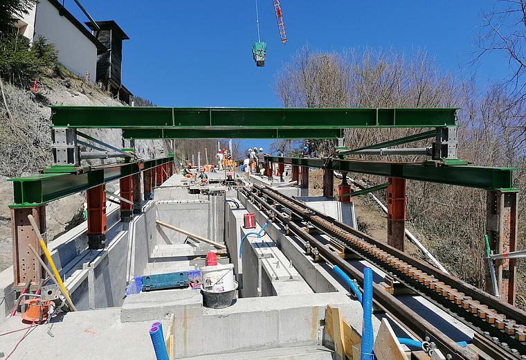 Hebegerüst für Gleiswendermontage